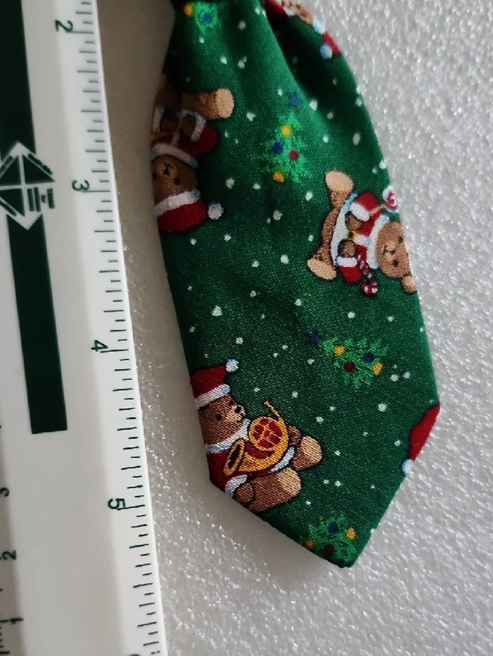 Pookie's Party Green Teddy Print Slip-Over Dog Collar Tie